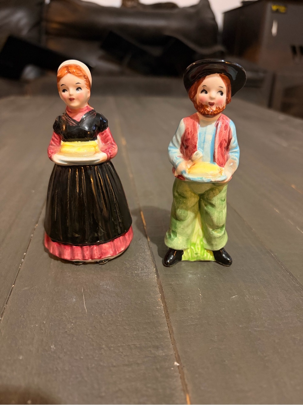 Vintage Hand-Painted Dutch Couple Salts and Pepper Shakers Japan